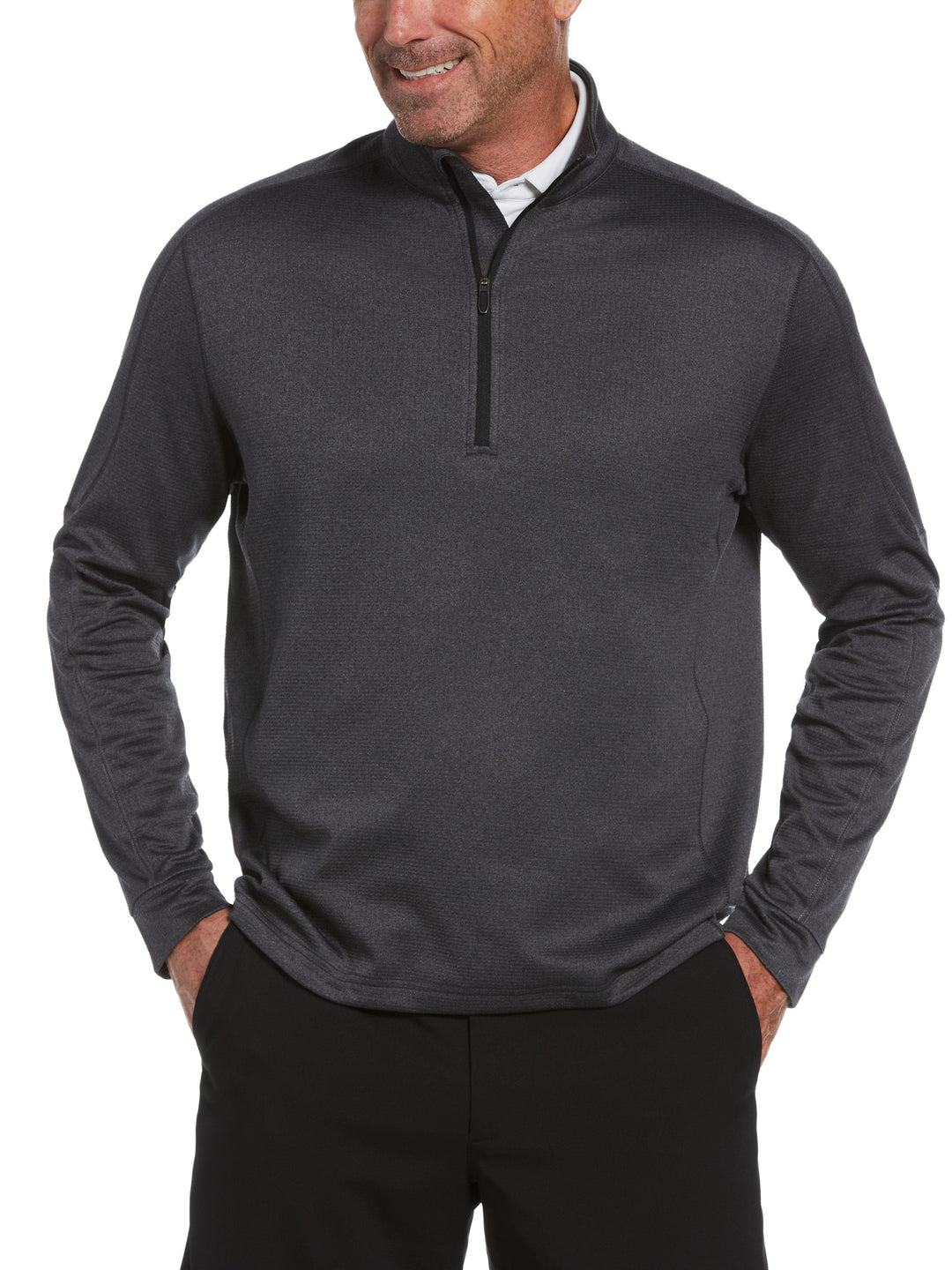 Men's Midweight Waffle Knit Quarter Zip Pullover