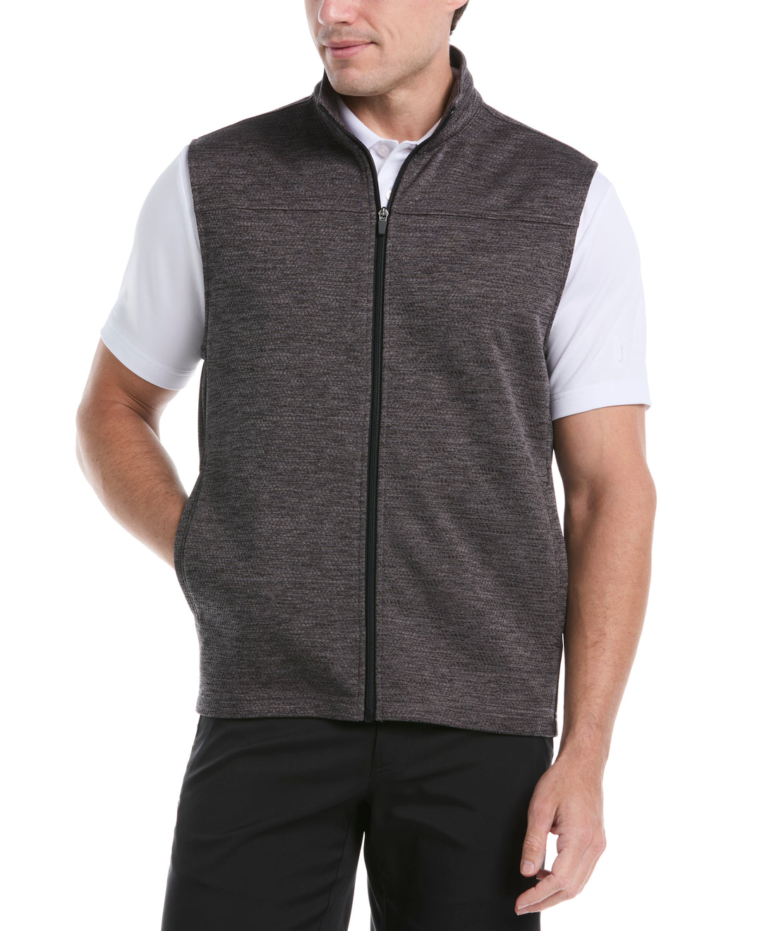 Mini Argyle Quilted Knit Golf Vest (Caviar Htr) 