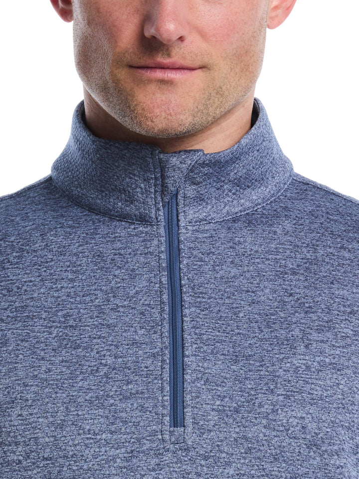 Mini Argyle Quilted Knit 1/4 Zip Golf Shirt (Bl Horizon Htr) 