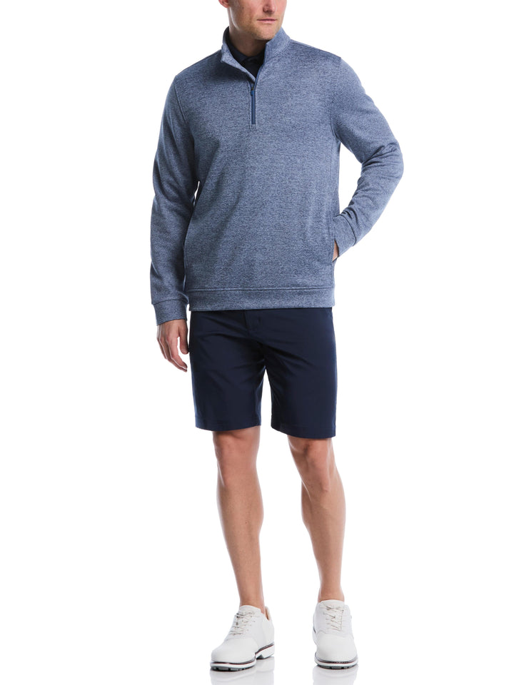 Mini Argyle Quilted Knit 1/4 Zip Golf Shirt (Bl Horizon Htr) 