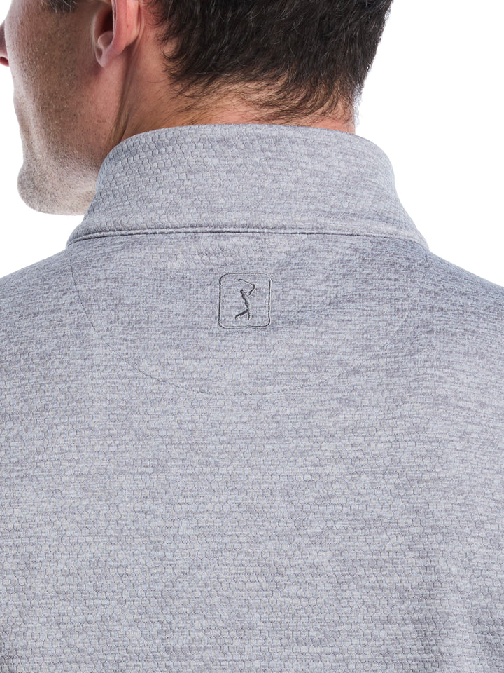Mini Argyle Quilted Knit 1/4 Zip Golf Shirt (Tradedawn Htr) 