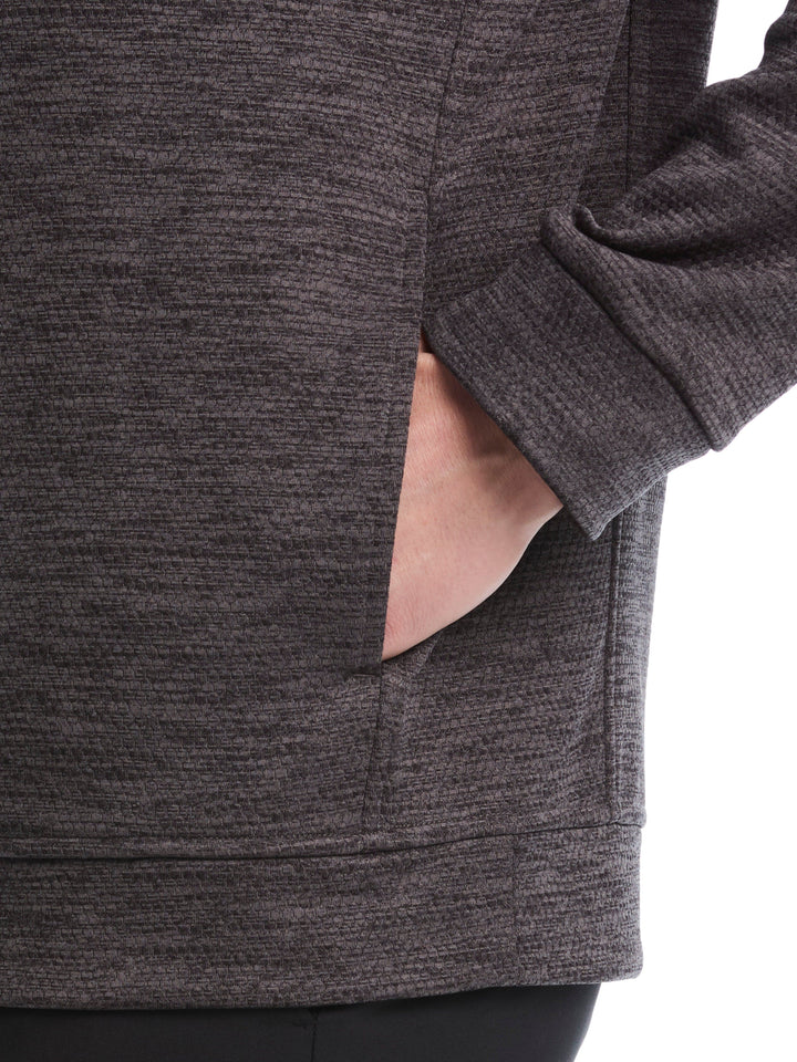 Mini Argyle Quilted Knit 1/4 Zip Golf Shirt (Caviar Heather) 