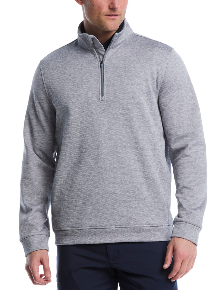 Mini Argyle Quilted Knit 1/4 Zip Golf Shirt (Tradedawn Htr) 