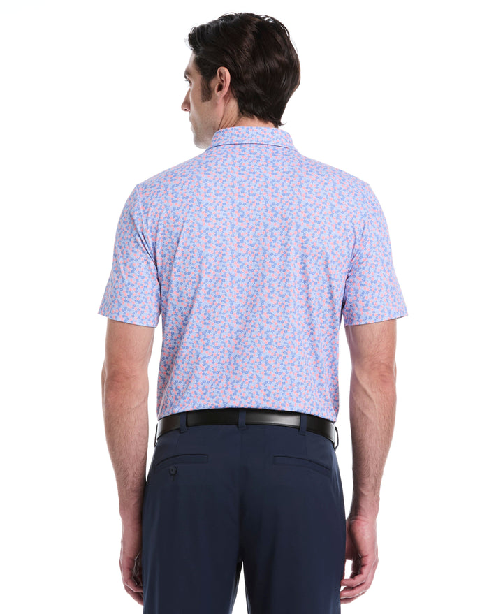 Mini Floral Print Golf Polo (Cornflower Blue) 
