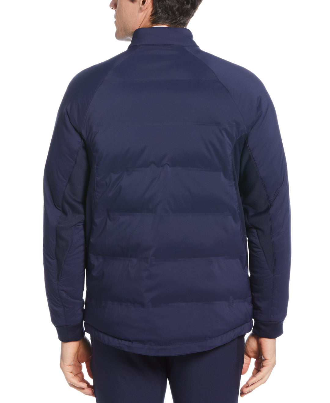 Mixed Media Color Blocked Insulated Full Zip Jacket (Black Iris) 