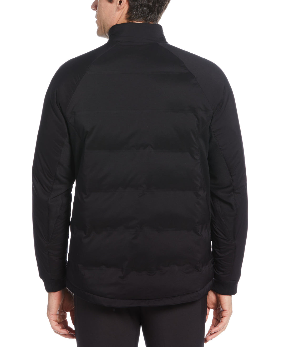Mixed Media Color Blocked Insulated Full Zip Jacket (Caviar) 
