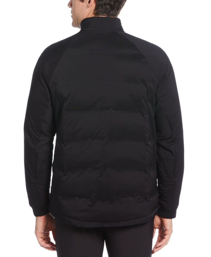 Mixed Media Color Blocked Insulated Full Zip Jacket (Caviar) 