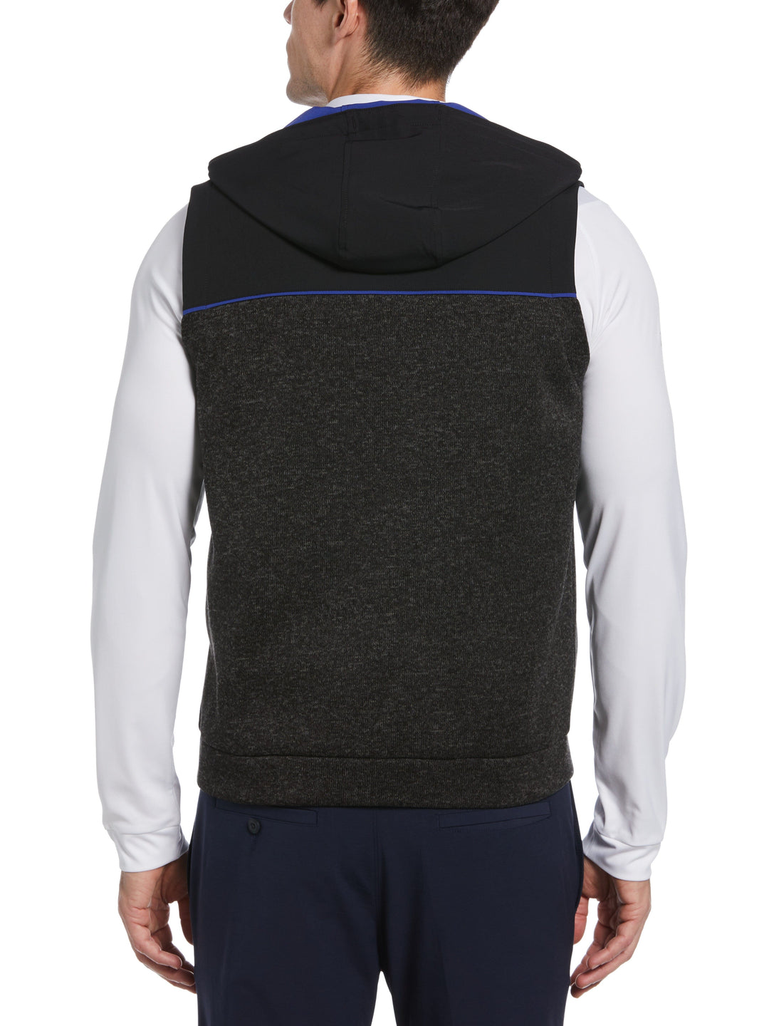 Mixed Media Fleece Golf Hoodie Vest (Dark Caviar Heather) 