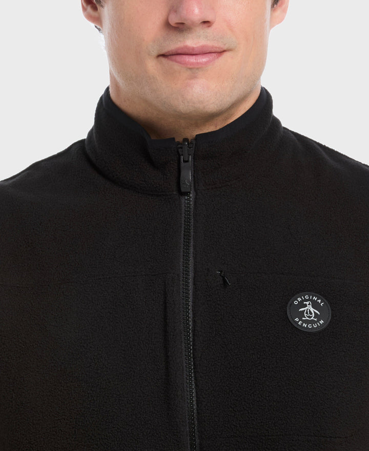 Mixed Media Reversible Fleece Vest (Caviar) 