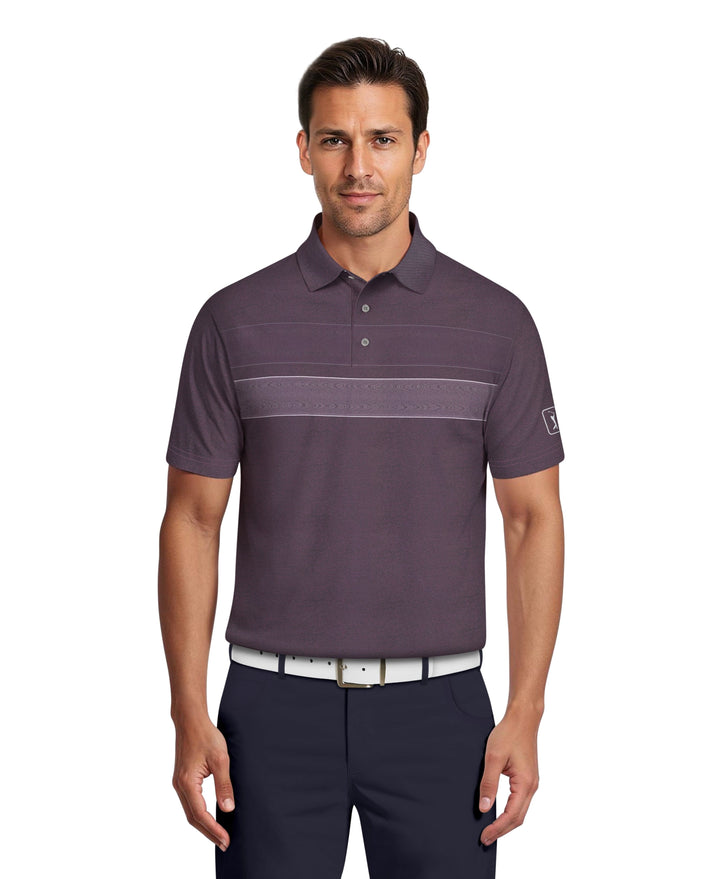 Motion Chest Stripe Print Golf Polo (Dark Purple) 