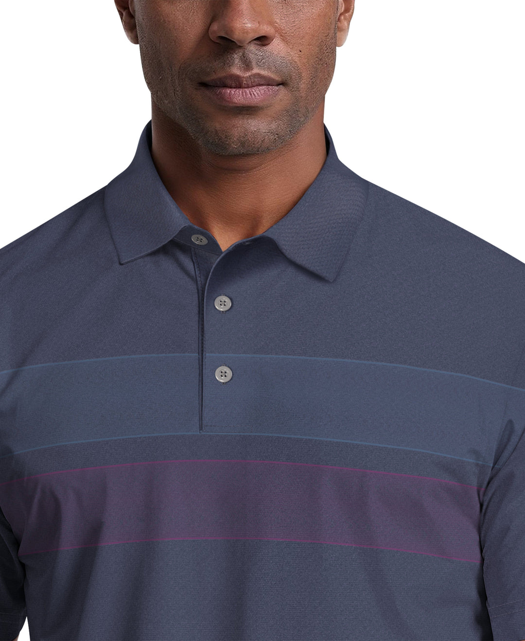 Motion Chest Stripe Print Golf Polo (Peacoat) 