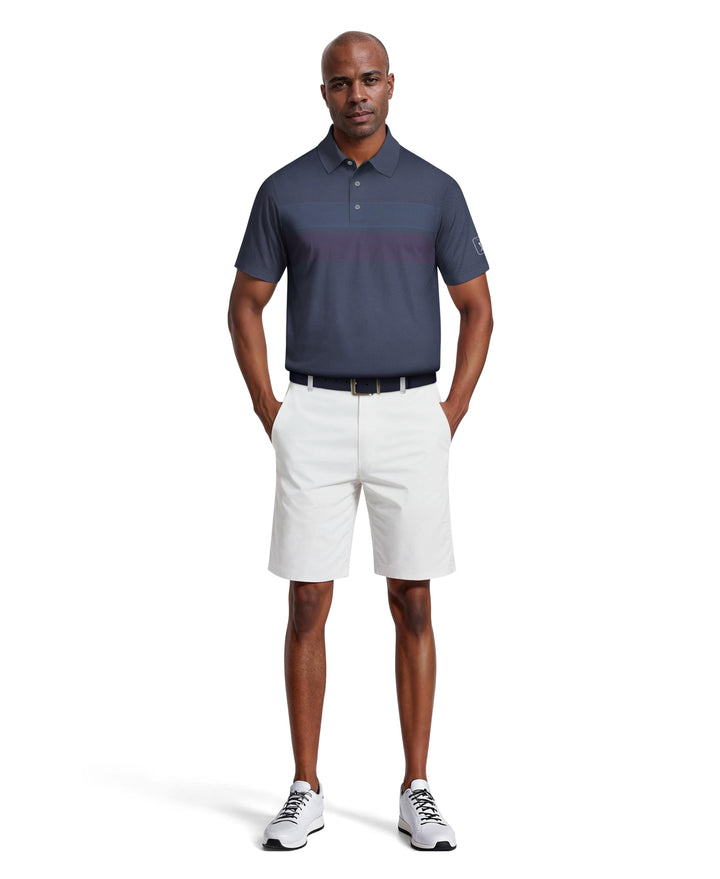 Motion Chest Stripe Print Golf Polo (Peacoat) 