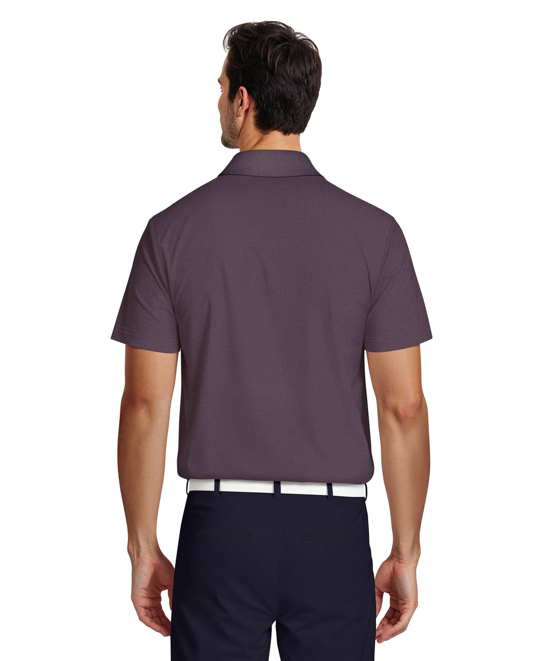 Motion Chest Stripe Print Golf Polo (Dark Purple) 