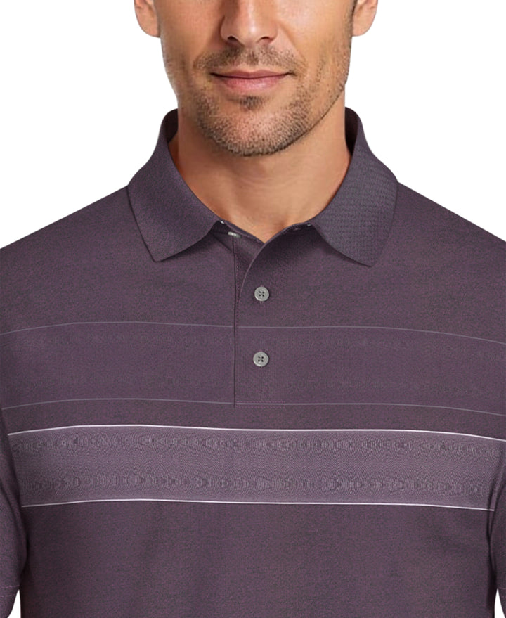 Motion Chest Stripe Print Golf Polo (Dark Purple) 