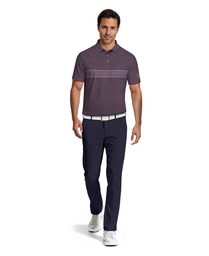Motion Chest Stripe Print Golf Polo (Dark Purple) 
