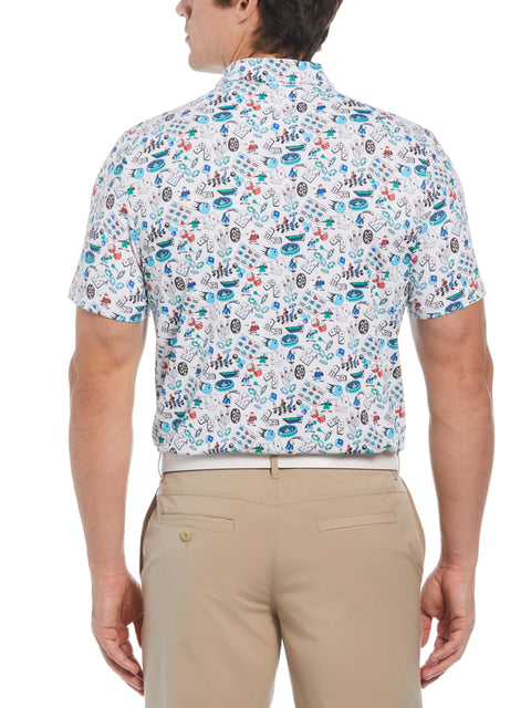 Novelty Games Print Short Sleeve Golf Polo Shirt (Bright White) 