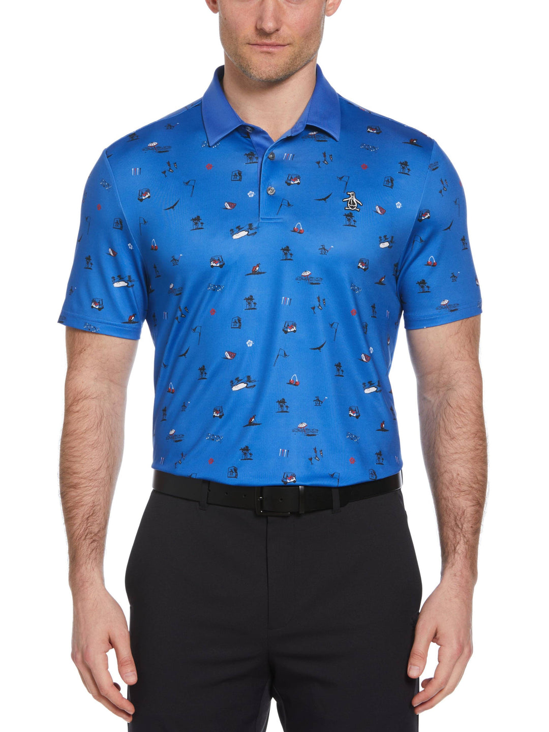 Men's Novelty Golf Print Short Sleeve Golf Polo Shirt