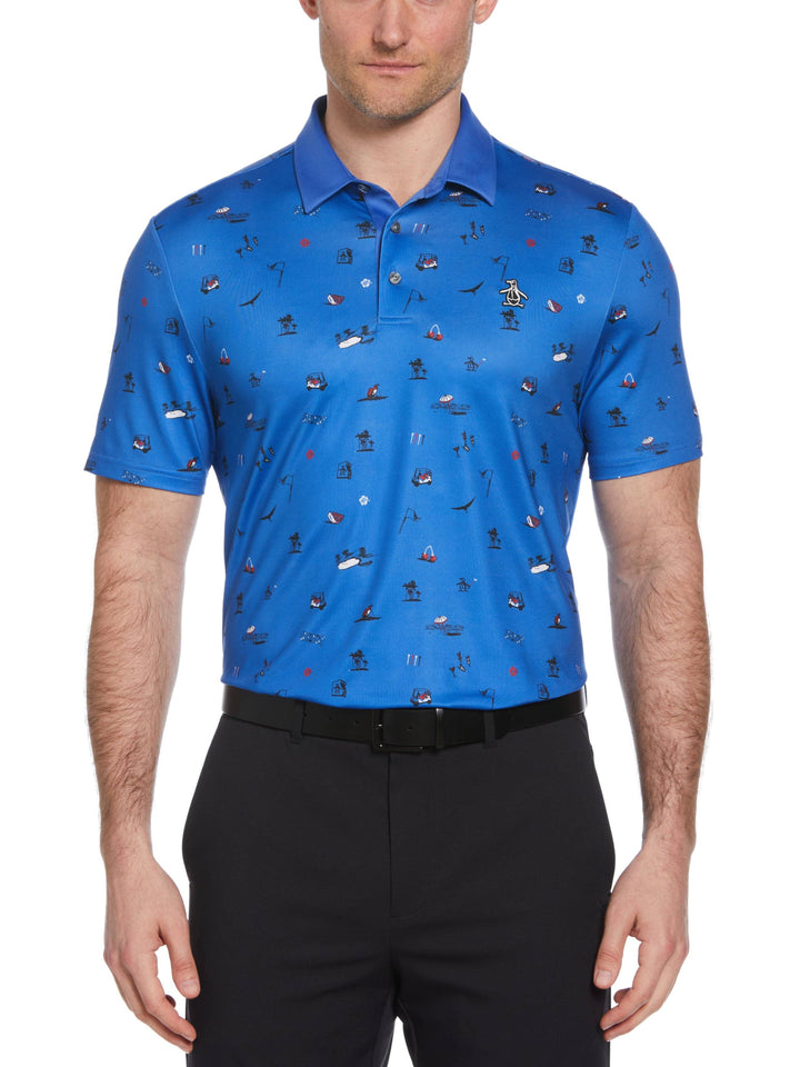 Men's Novelty Golf Print Short Sleeve Golf Polo Shirt