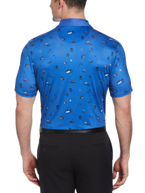 Men's Novelty Golf Print Short Sleeve Golf Polo Shirt