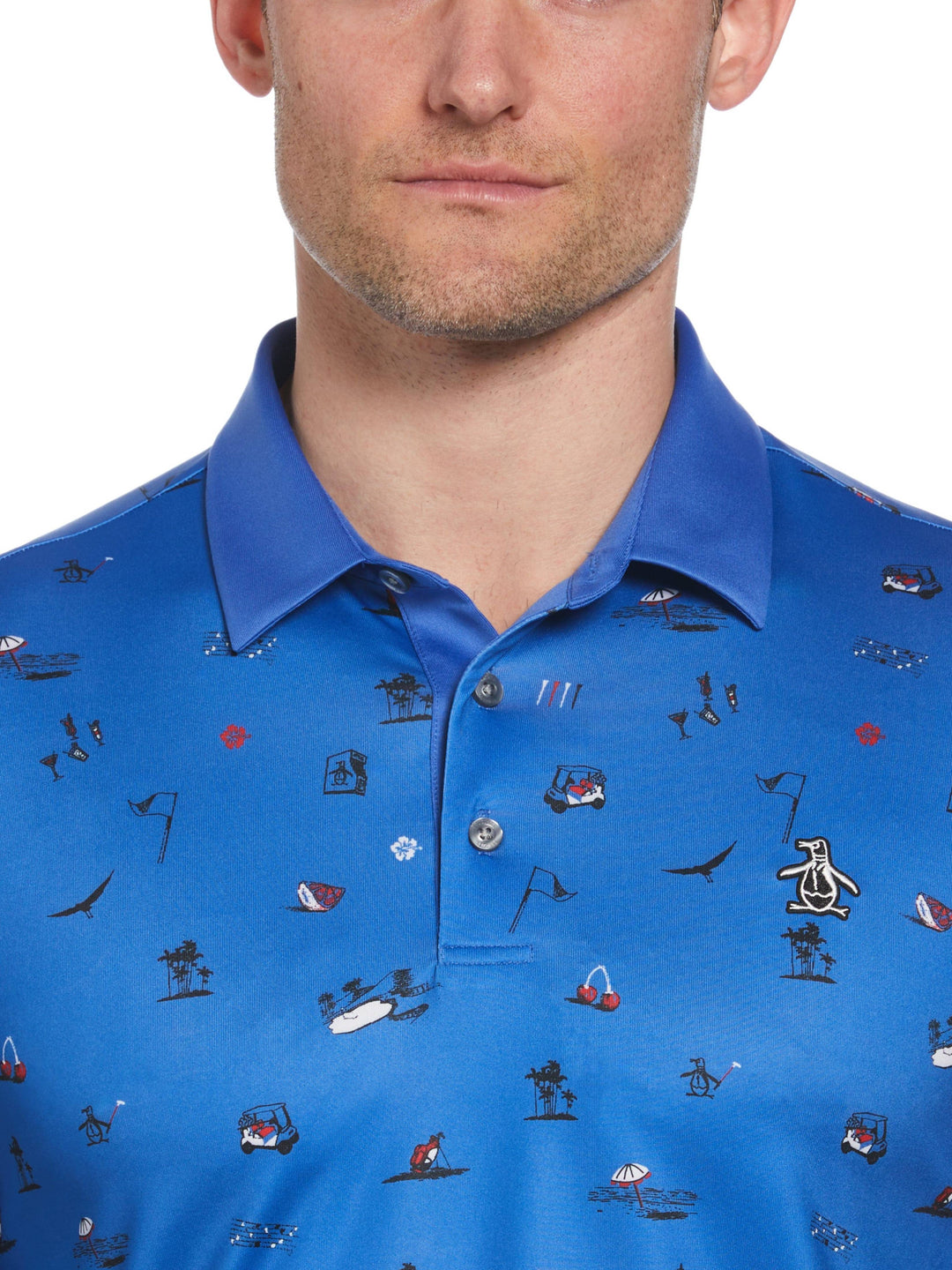 Men's Novelty Golf Print Short Sleeve Golf Polo Shirt