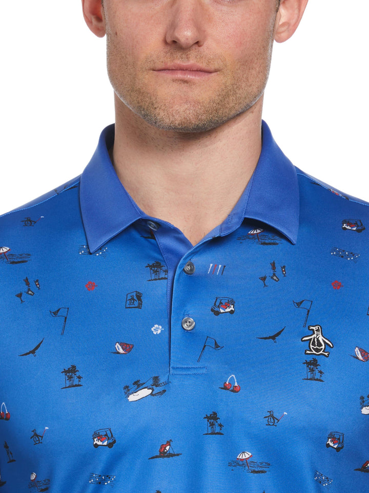 Men's Novelty Golf Print Short Sleeve Golf Polo Shirt