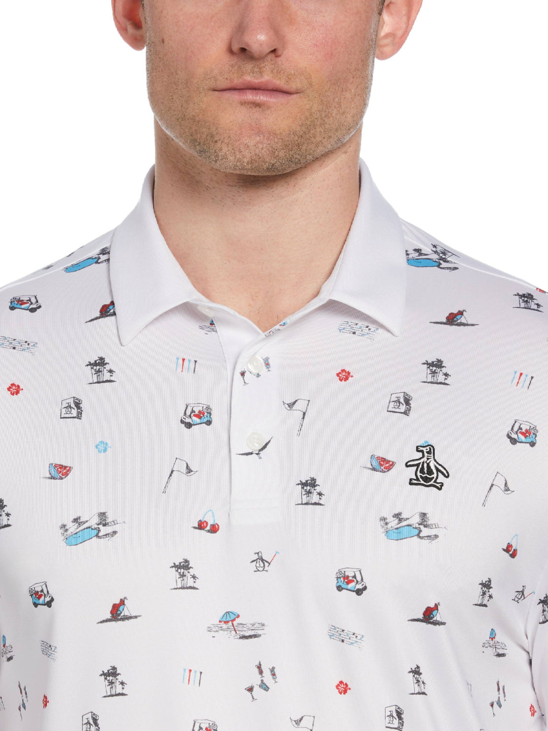 Men's Novelty Golf Print Short Sleeve Golf Polo Shirt