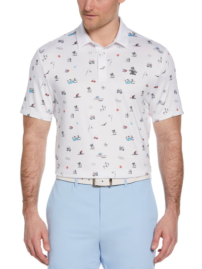Men's Novelty Golf Print Short Sleeve Golf Polo Shirt