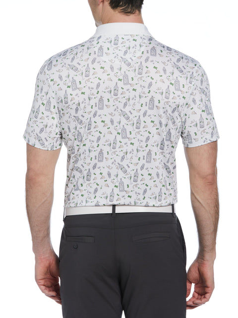 Novelty Martini Print Golf Polo Shirt (Bright White) 