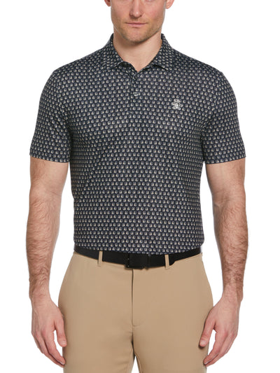 Novelty Old Fashioned Drink Print Golf Polo (Caviar) 