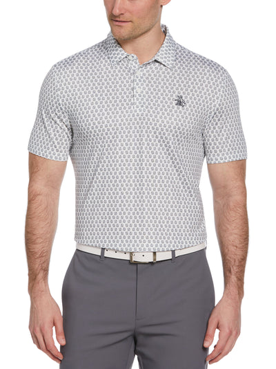 Novelty Old Fashioned Drink Print Golf Polo (Bright White) 