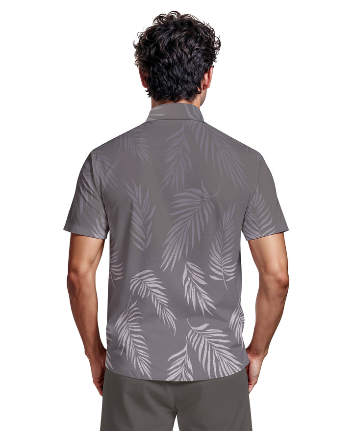 Ombre Botanical Print Woven Golf Shirt (Tradewinds) 
