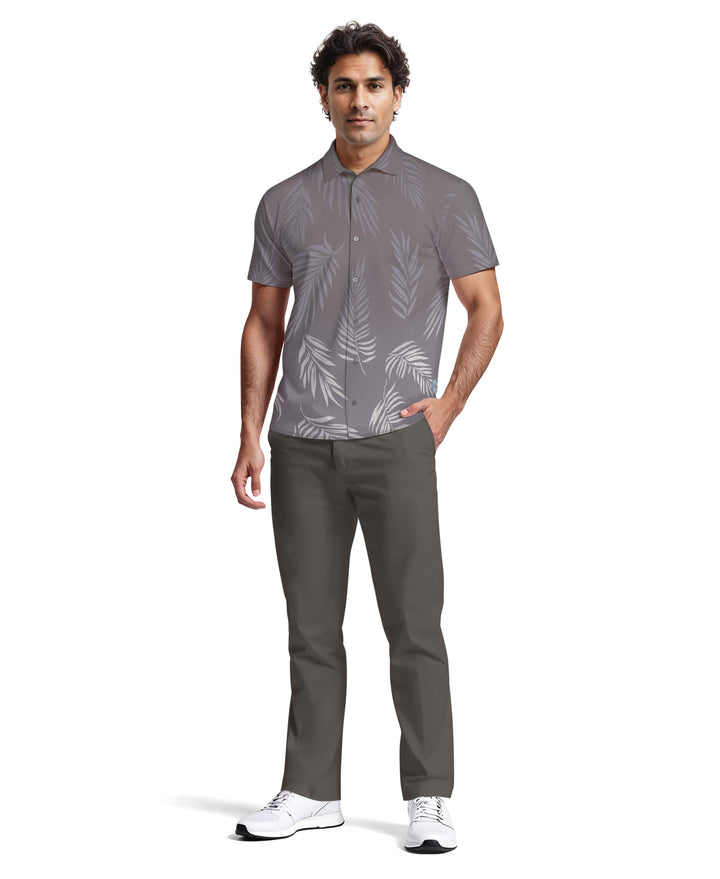 Ombre Botanical Print Woven Golf Shirt (Tradewinds) 