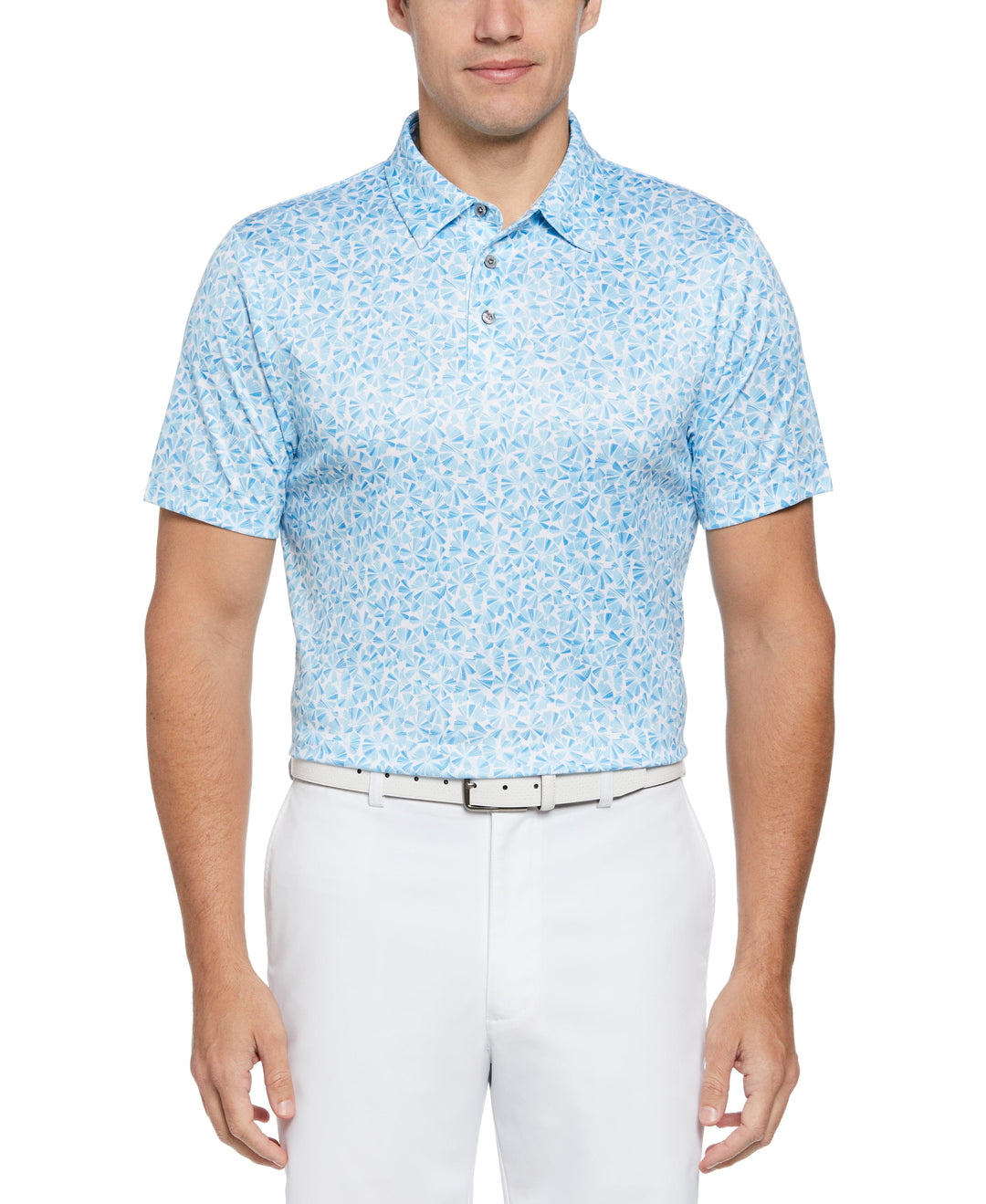 Organic Texture Print Golf Polo (Bright White) 