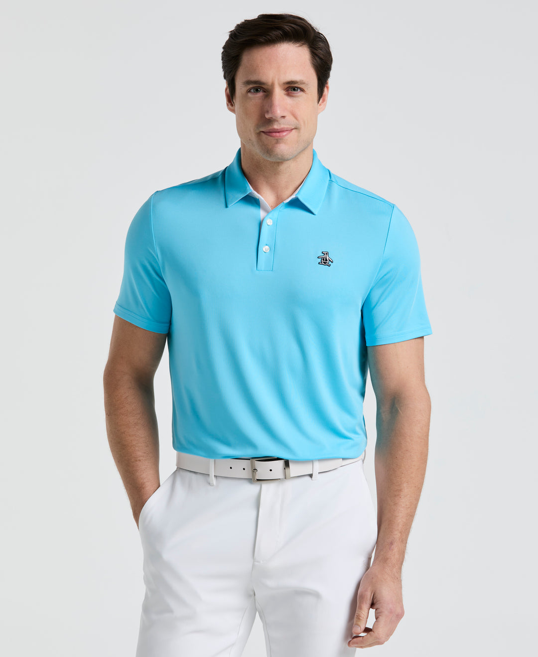 Original Block Design Short Sleeve Golf Polo Shirt (Aquarius) 
