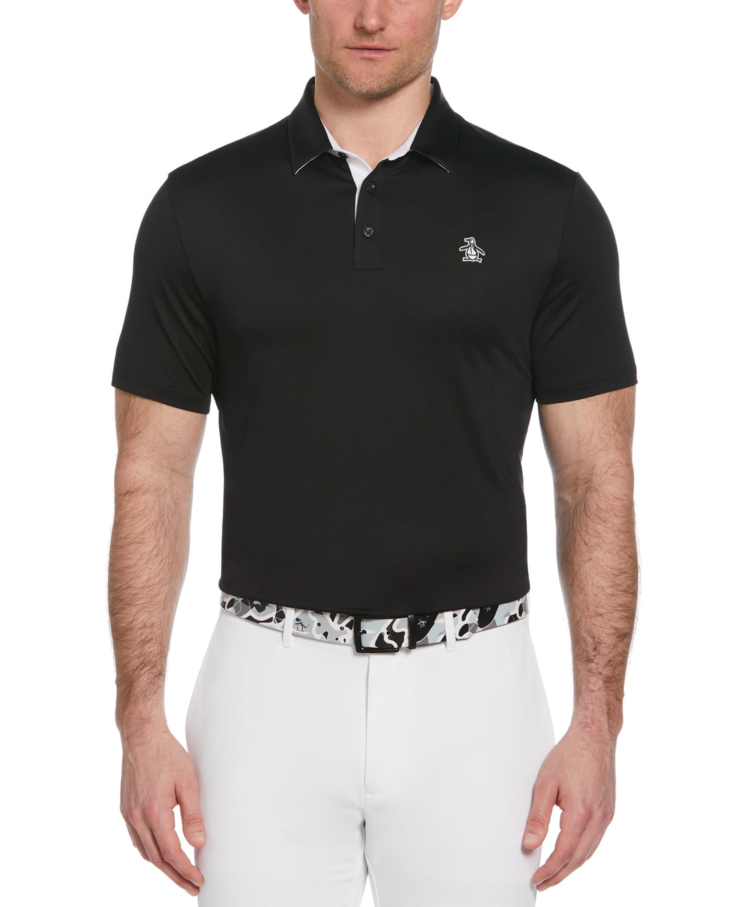 Original Block Design Short Sleeve Golf Polo Shirt (Caviar) 