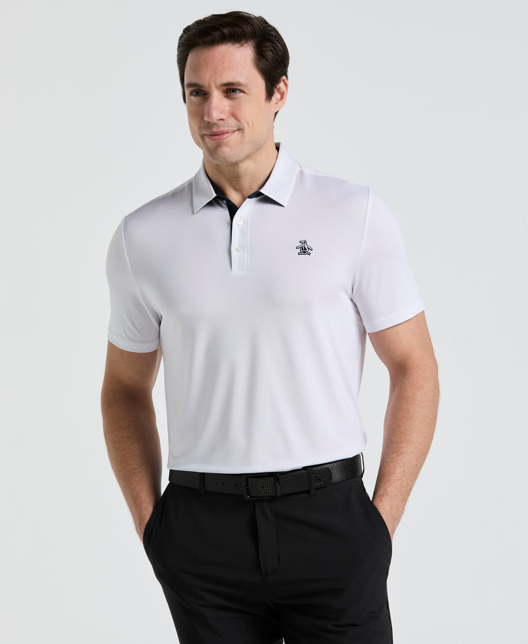 Original Block Design Short Sleeve Golf Polo Shirt (Bright White) 