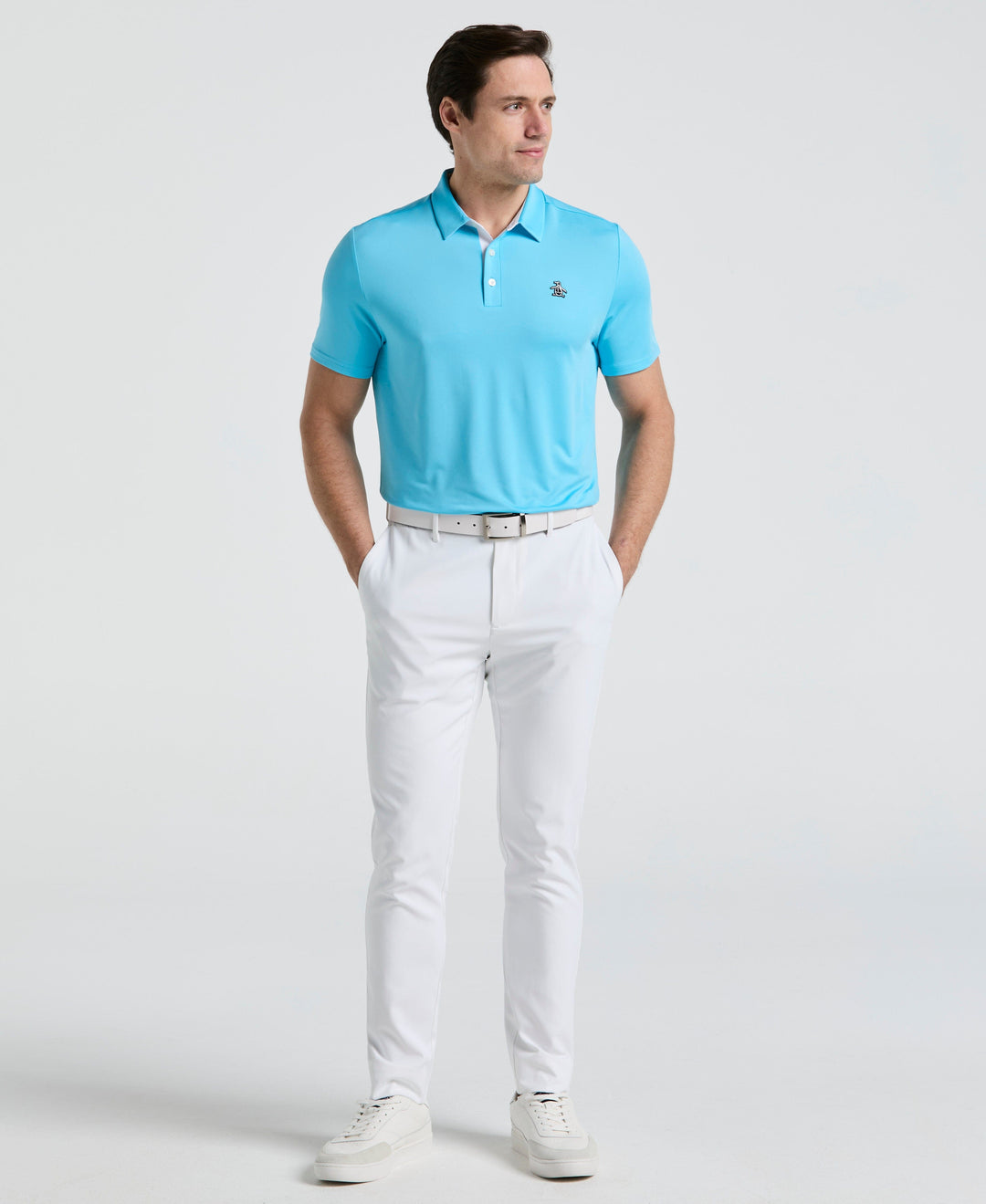 Original Block Design Short Sleeve Golf Polo Shirt (Aquarius) 