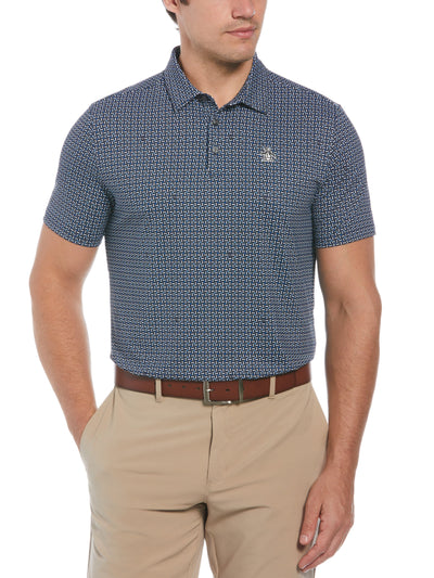 Original Geometric Print Short Sleeve Golf Polo Shirt (Caviar) 