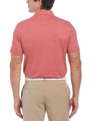 Original Geometric Print Short Sleeve Golf Polo Shirt (Poinsettia) 