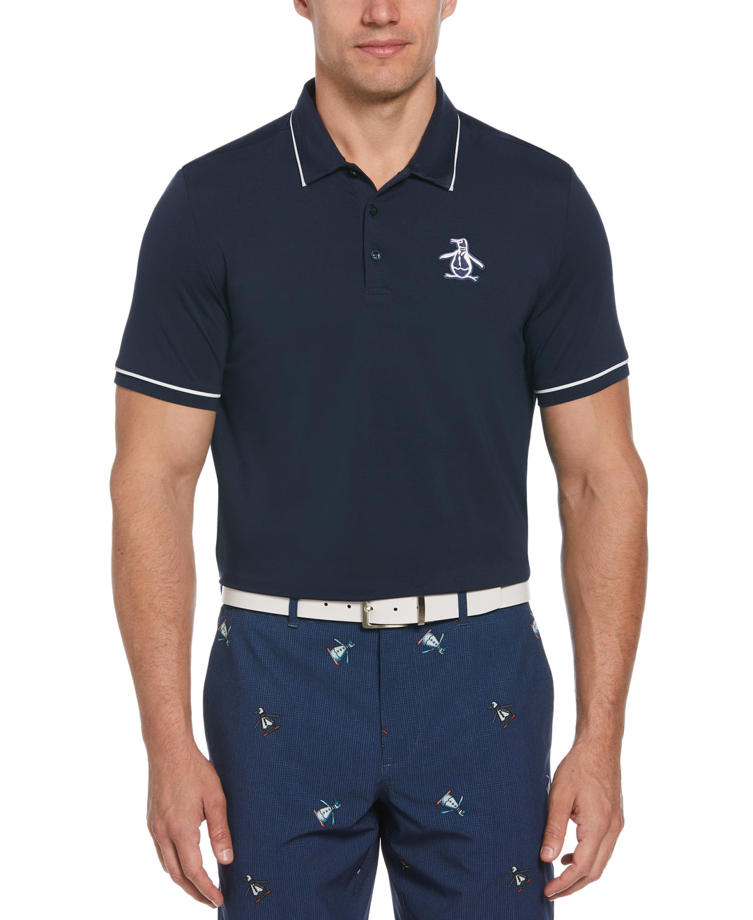 Oversized Pete Tipped Short Sleeve Golf Polo Shirt (Black Iris) 