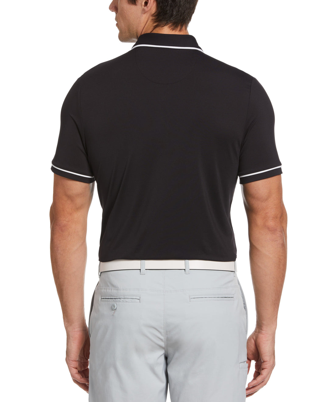 Oversized Pete Tipped Short Sleeve Golf Polo Shirt (Caviar) 