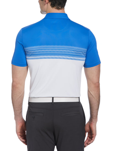 Penguin Stripe Block Print Short Sleeve Golf Polo Shirt (Nebulas) 