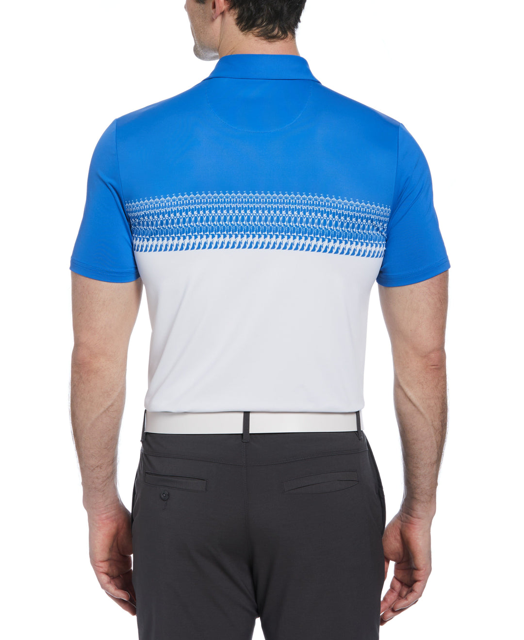 Penguin Stripe Block Print Short Sleeve Golf Polo Shirt (Nebulas) 