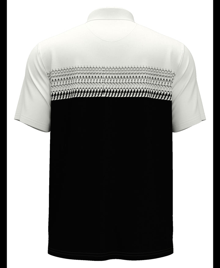 Penguin Stripe Block Print Short Sleeve Golf Polo Shirt (Bright White) 