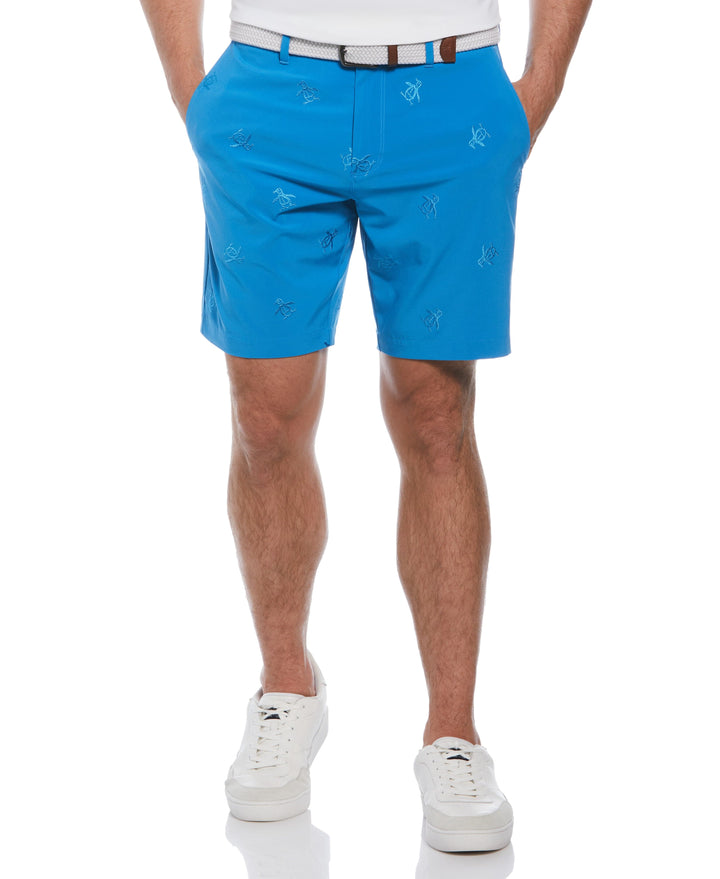 Pete Embroidered Flat Front Golf Shorts (Mediterranian Blue) 