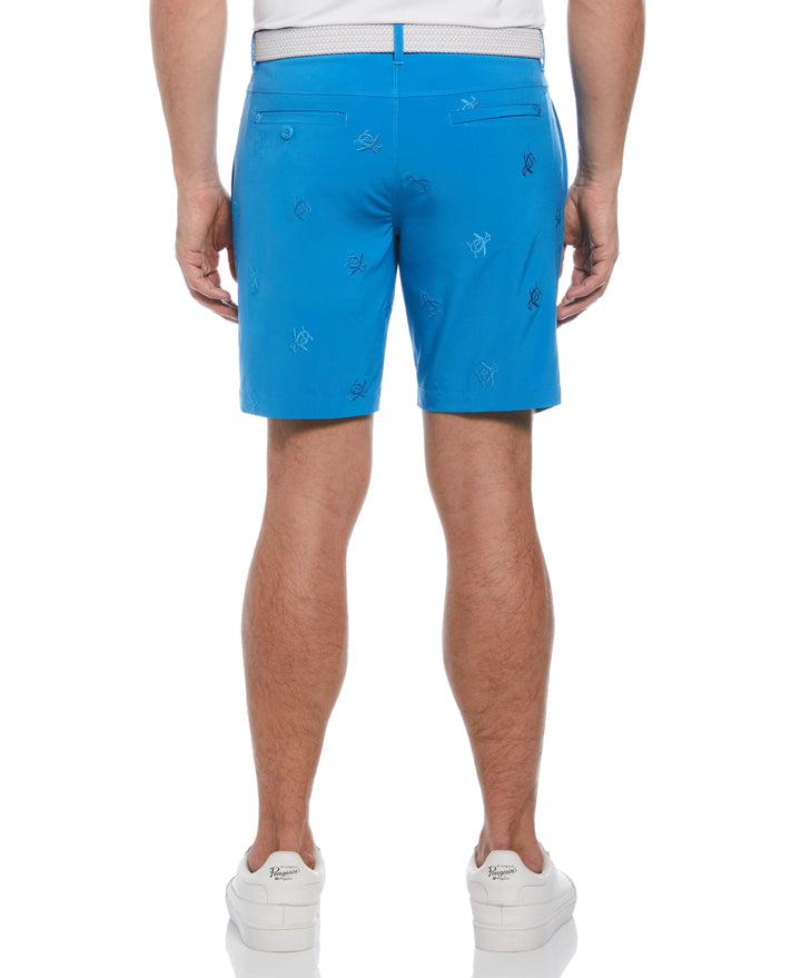 Pete Embroidered Flat Front Golf Shorts (Mediterranian Blue) 