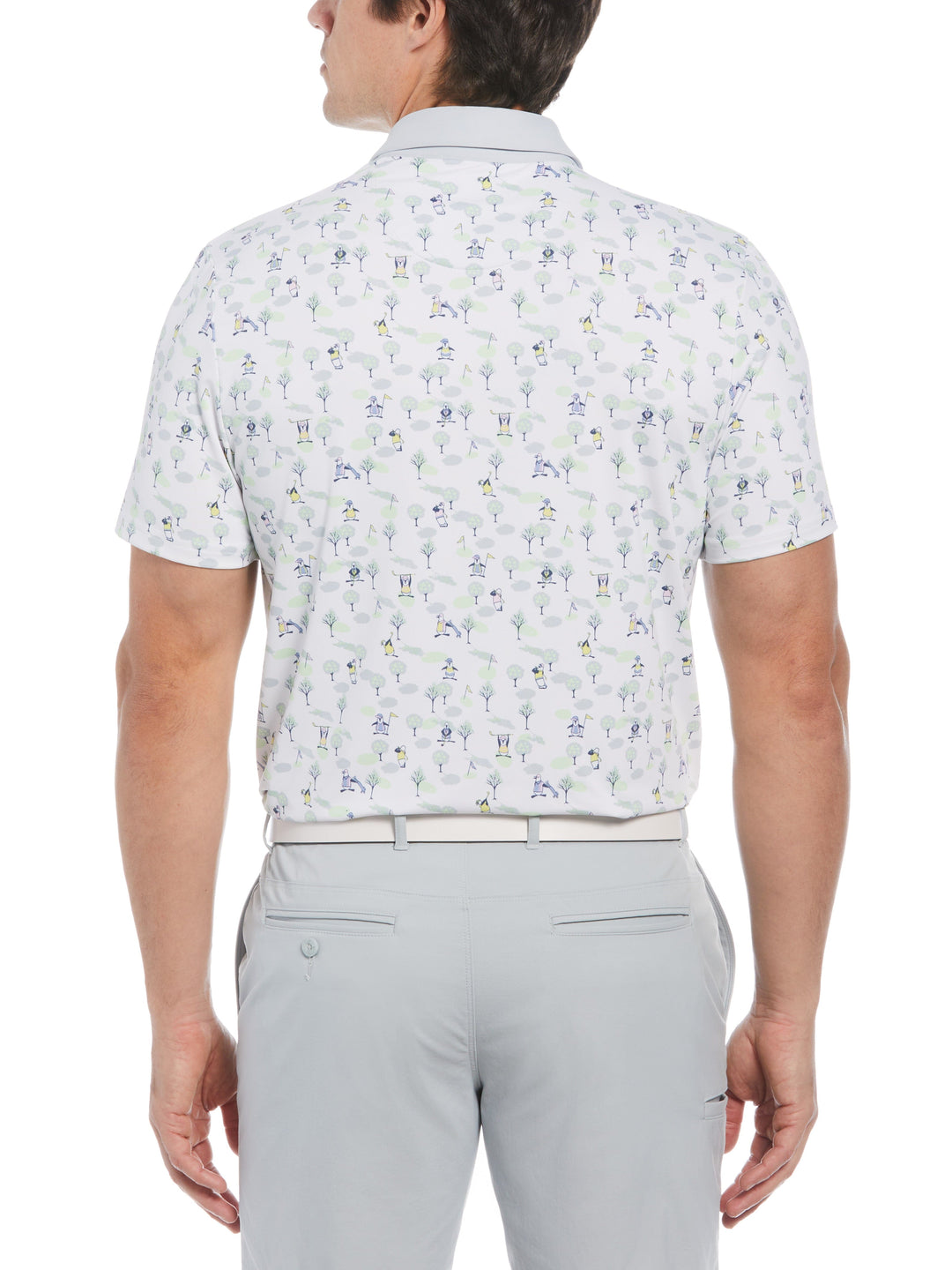 Pete on the Course Print Short Sleeve Golf Polo Shirt (Bright White) 