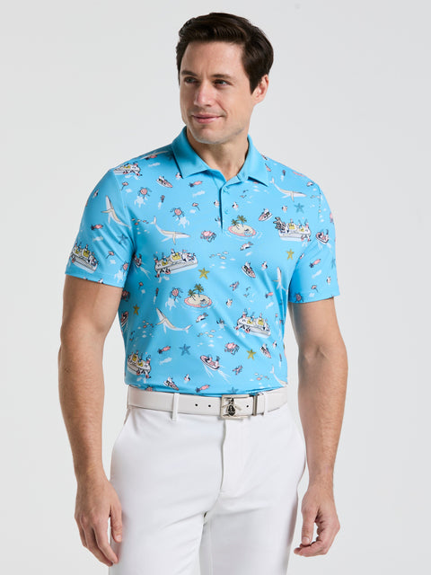Men's Peten The Boat Print Golf Polo
