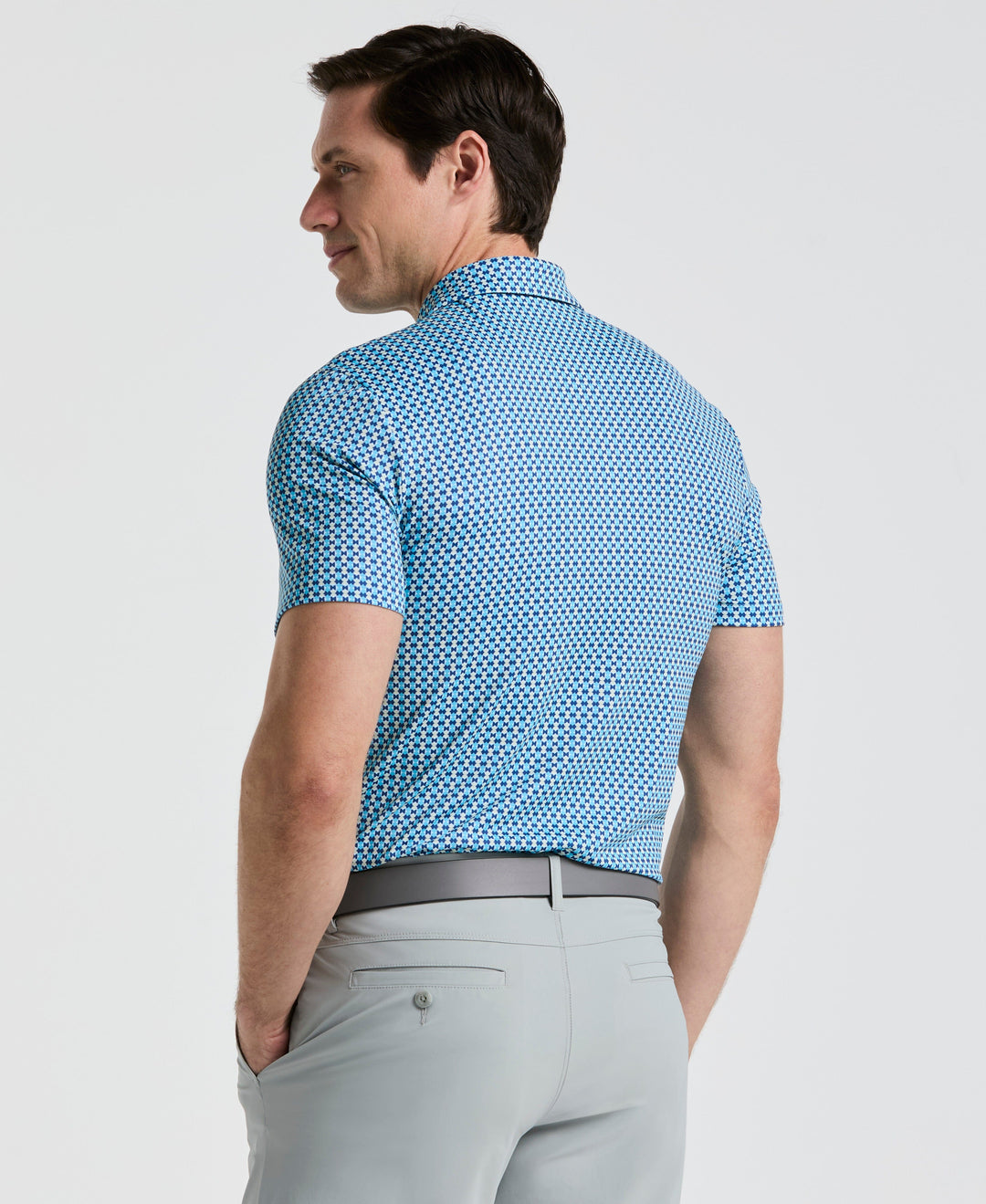 Pete's Bowtie Print Golf Polo (Blue Grotto) 