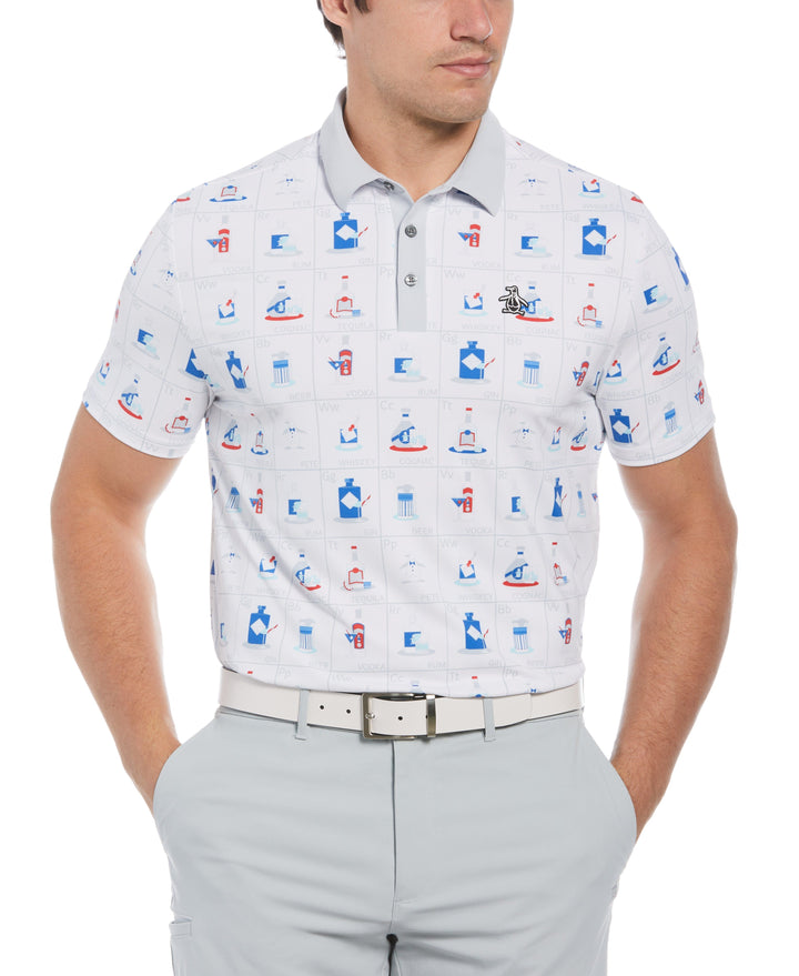 Pete's Flash Cards Print Short Sleeve Golf Polo Shirt (Bright White) 